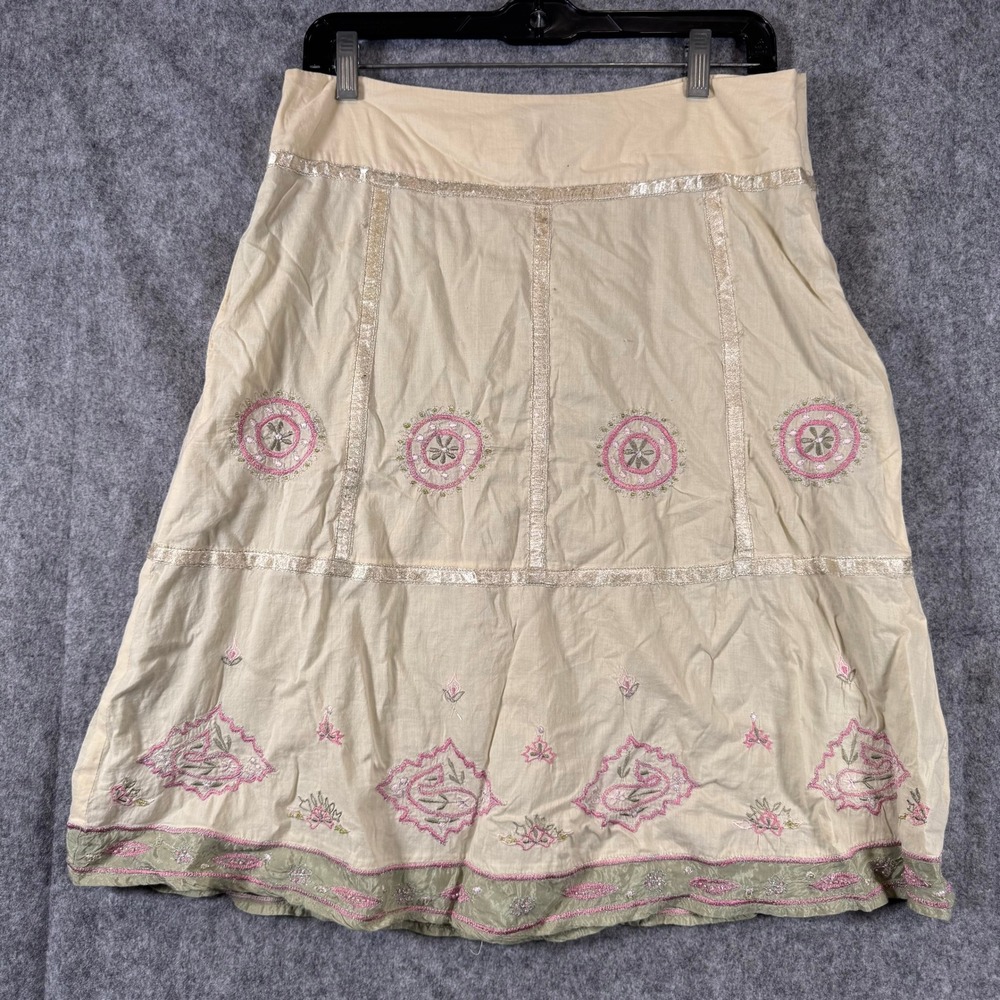 Vtg Beaded Hippie Boho Peasant Folk Skirt Sz 9 Art India Paisley Granola